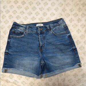 Blue Jean Shorts with Cuffed Hem